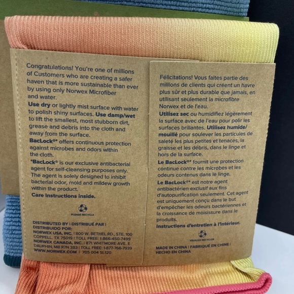 Norwex Basic Package EnviroCloth Teal w/Dark Trim + Window Cloth Multi Color New - Picture 6 of 11